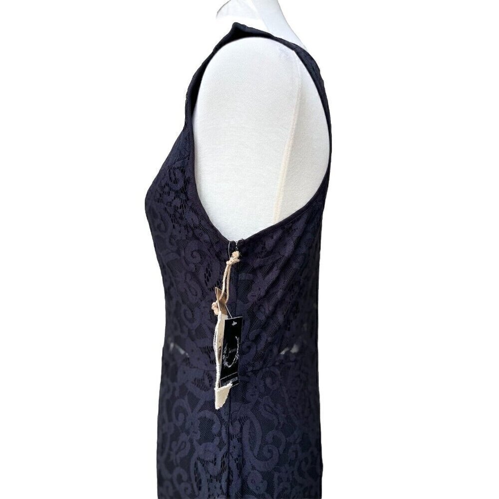 Sea Gypsies By Coven Black Ebony Lace Maxi Illusion Dress Size M - Picture 5 of 16